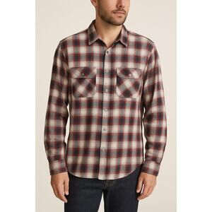 Vince Red Navy Gray Plaid Cotton Button Down Shirt Men’s Large
